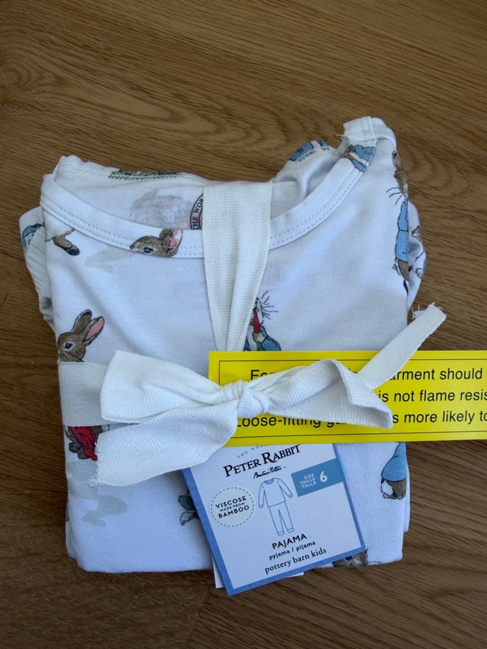 Pottery Barn Kids White Peter Rabbit Pajama Set with Bunny and Blue Accents